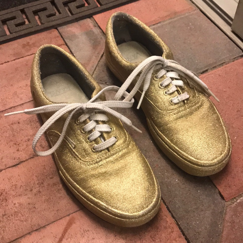 Gold glitter vans - custom painted